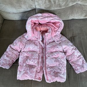 EUC GAP Pink Velvet Puffer Winter Jacket Size 3T